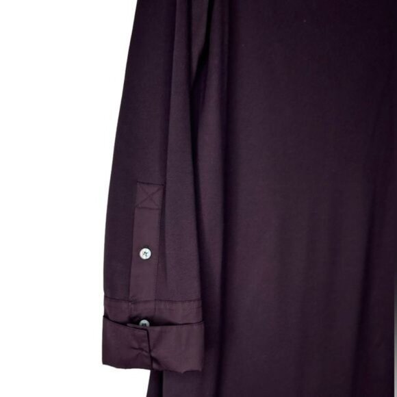 COS Burgundy Long Sleeve Cotton Boatneck Contrast Button Cuff Shift Dress Size M - Picture 4 of 13
